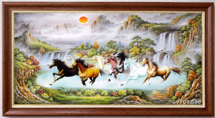 Tranh sơn dầu mã đáo thành may mắn và tài lộc