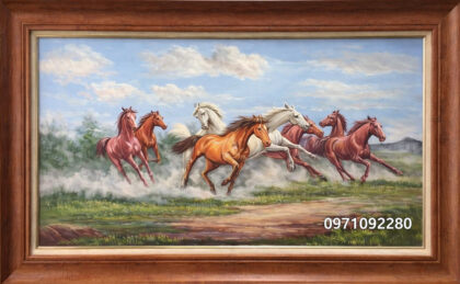 Tranh sơn dầu mã đáo thành công mẫu mới