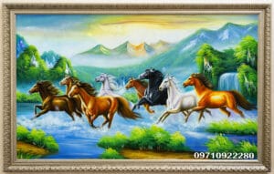 Tranh mã đáo thành công vẽ tay thủ công báo tin chiến thắng