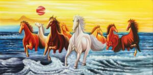 Tranh sơn dầu mã đáo thành công treo tường