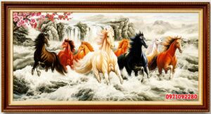 Tranh mã đáo thành công vẽ tay thủ công 3d thủy mặc